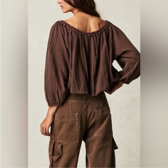 We The Free All About The Bubble Top in Brown Sizes XS,S New With/out Tags - Picture 3 of 3